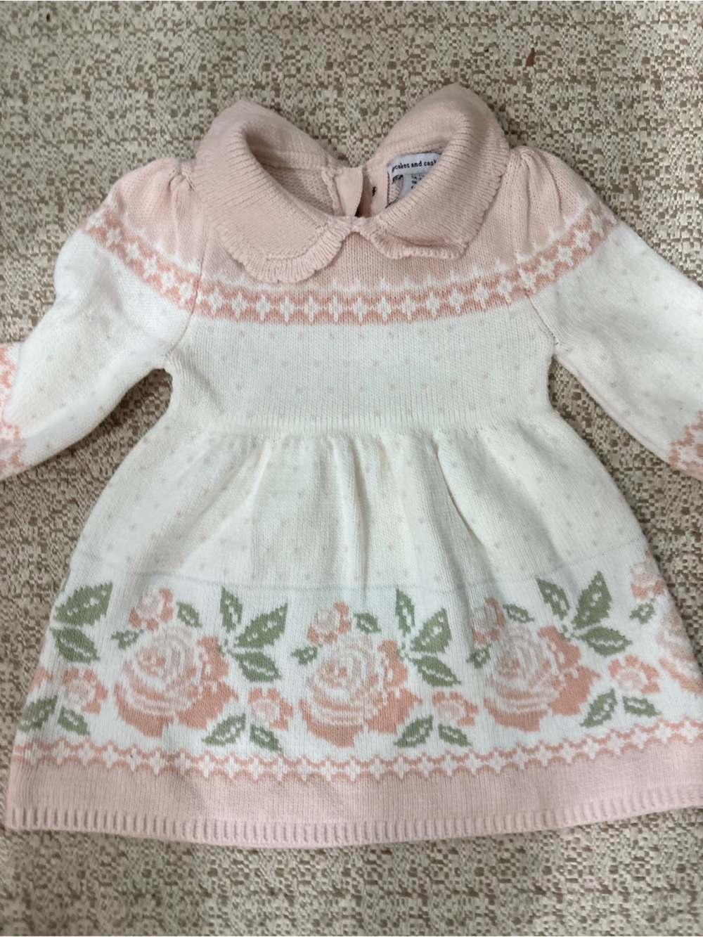 Baby Pink and White Floral Knit Dress